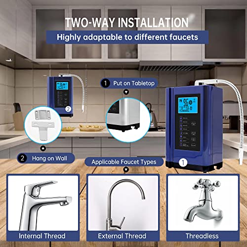 Water Ionizer, Water Purifier Machine PH 3.5-10.5 Alkaline Acid Water Machine, Up to -500mV ORP, 8000 Liters Per Filter, 7 Water Settings