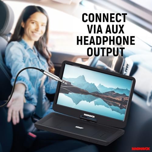 Magnavox MTFT754 Portable 11.6 Inch TFT Swivel Screen DVD/CD Player in Black | Rechargeable Battery | Swivel Screen Design | Great for Road Trips
