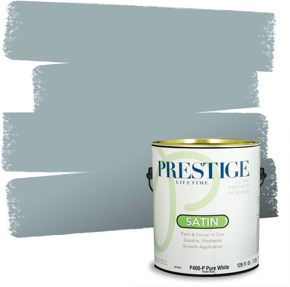 PRESTIGE Paints E100-T-SW6241 Exterior Paint and Primer in One, 1-Gallon, Flat, Comparable Match of Sherwin Williams Aleutian, 1 Gallon, SW18-Aleutian