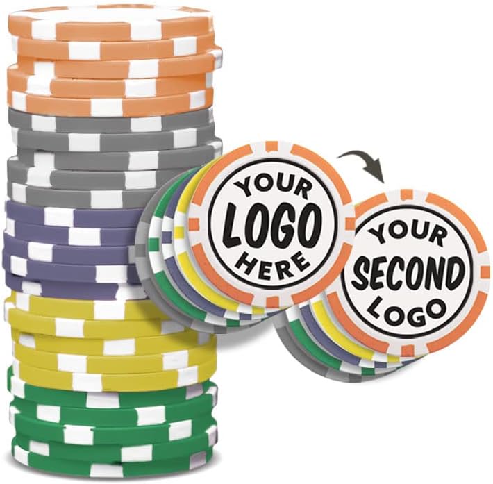 Custom Poker Chips (50 Pack) | Personalized Monogram Logo Poker Chips - Your Custom Logo