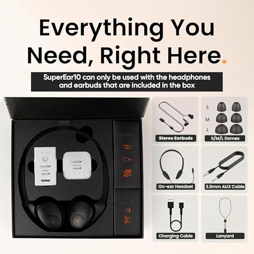 SuperEar SE9000HP - Hearing Amplifier, Sound Listening, Personal Headphones