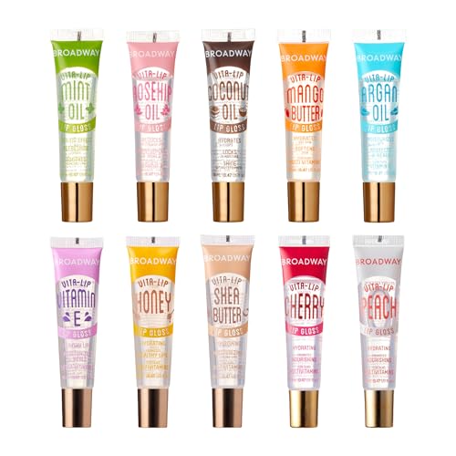 Ruby Kisses Broadway Vita-Lip Clear Lip Gloss (8 Pack), Ultra-Hydrating & Soothing Formula with Vitamins