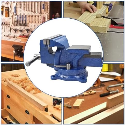 WFLNHB 6" Bench Vise Table Top Clamp Press Locking Swivel Base Heavy-Duty for Crafting Painting Sculpting Modeling Electronics Soldering Woodworking