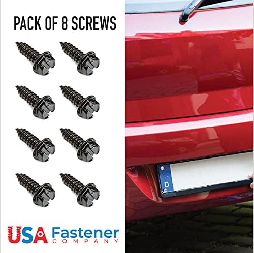 USA Fastener Stainless Steel Screws | Rust Proof, Chrome Locking Screws Set of 4 for License Plate Security to Secure Frames and Covers