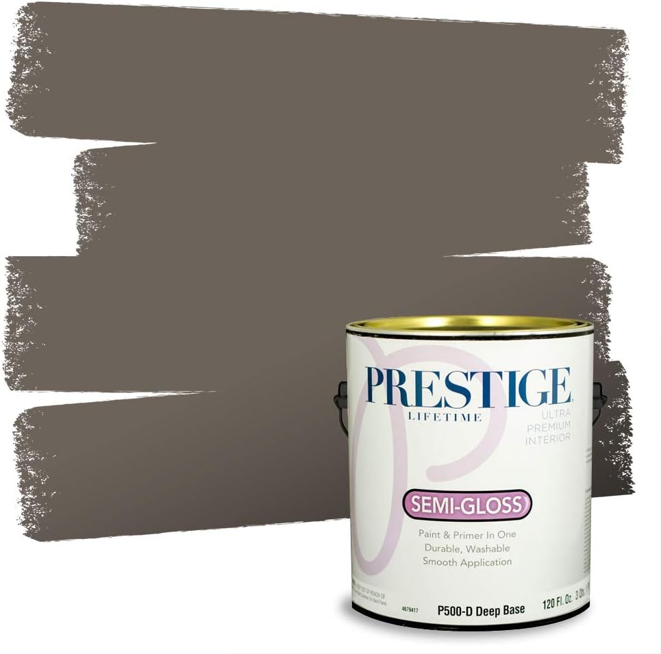 PRESTIGE Paints Exterior Paint and Primer In One, 1-Gallon, Flat, Comparable Match of Sherwin Williams* Grizzle Gray*
