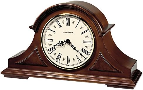 Howard Miller Burton II Mantel Clock – Windsor Finish, Triple-Chime Quartz Movement, Roman Numerals, Volume Control, Nighttime Shutoff
