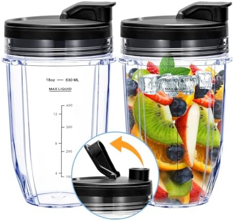Replacement 24oz Blender Cup with Sip & Seal Lid For Nutri Ninja BL450 BL456 BL480 BL482 BL640 BL642 BL682 BN751 BN801 Foodi SS101 SS151 SS351 SS401