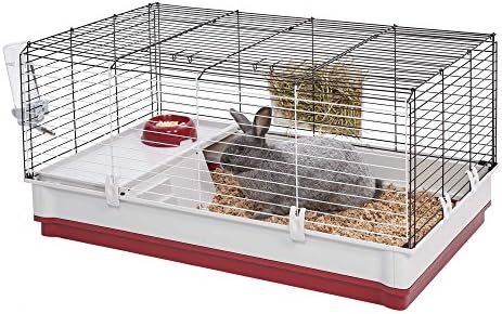 MidWest Homes for Pets 158 Wabbitat Deluxe Rabbit Home, Rabbit Cage, 39.5 L x 23.75 W x 19.75 H Inch, Maroon/White
