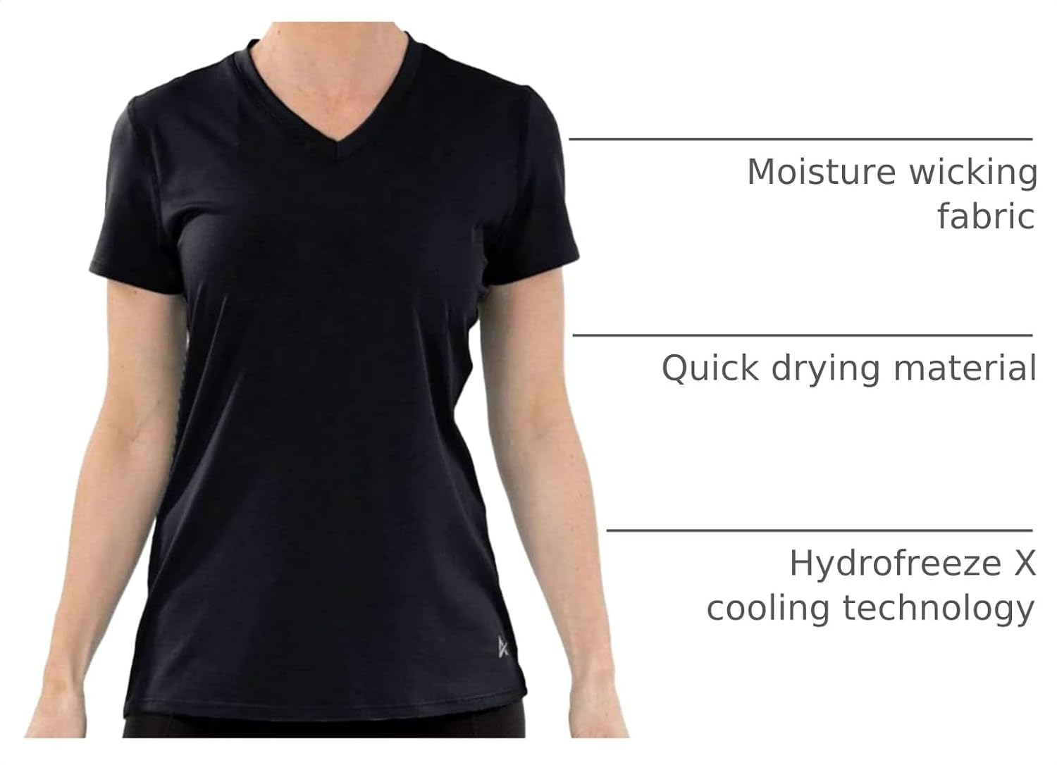 Arctic Cool Women's V-Neck Instant Cooling Moisture Wicking Performance UPF 50+ Short Sleeve Workout Shirt