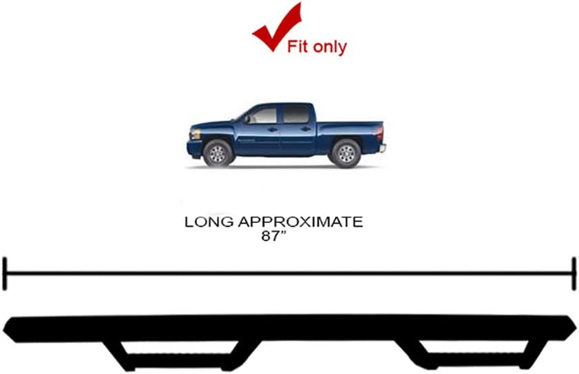 Hoop Drop Step Side Bars Board Matte Black 2007-2018 for Chevy Silverado/GMC Sierra Crew Cab