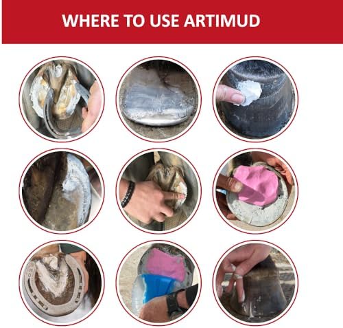 Artimud - Horse Hoof Putty Thrush Treatment 10 oz (300g) | Eucalyptus Horse Hoof Clay | Equine Frog & Sole Protection | Red Horse Products | Natural