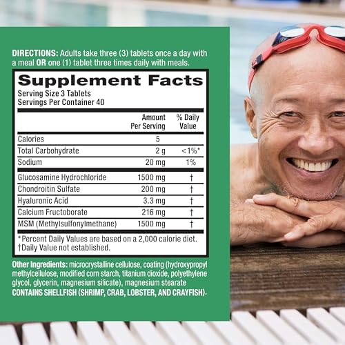 Move Free Advanced Joint Support, Glucosamine, Chondroitin + MSM - 120 ct | Supports Mobility Comfort Strength Flexibility & Bone, 40 Servings, Bone & Joint Support Supplement tablets, Fruitx-B