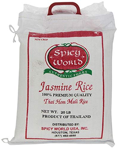 Spicy World Pure Jasmine Rice From Thailand, 20-Pound Bags (20 LB), White
