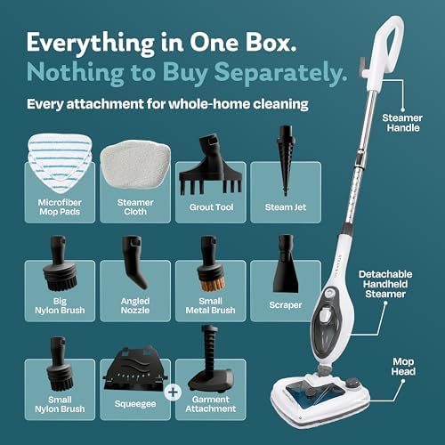 Steam & Go 10-in-1 Multi-Surface Steam Mop - Deep Clean with Heat | Converts to handheld cleaner for grout, upholstery & furniture