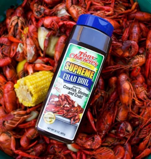 Tony Chachere's Supreme Crab, Crawfish and Shrimp Complete Seafood Boil (No MSG), 32 Ounce Shaker