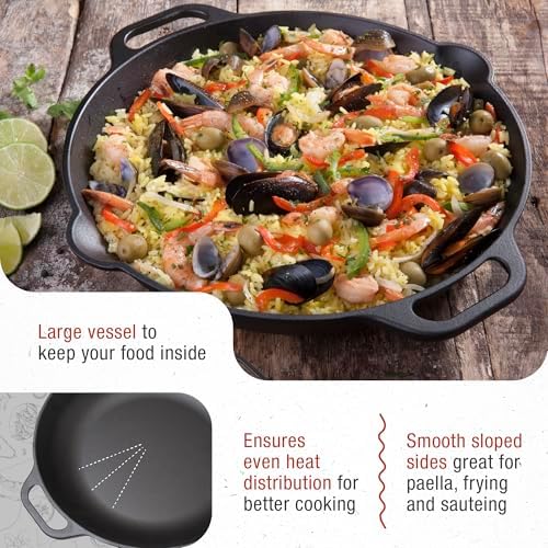 Victoria 13-Inch Cast Iron Skillet, Pre-Seasoned Cast Iron Frying Pan with Long Handle, Made in Colombia