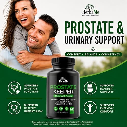 Prostate Health Supplement for Men & Urinary Support, 120 Capsules | Saw Palmetto, Pygeum Bark & Zinc for Healthy Urinary Flow, Bladder Comfort