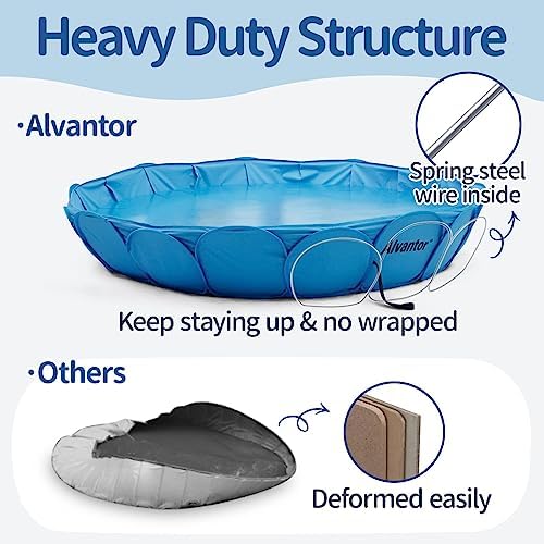 Alvantor Pet Swimming Pool Dog Bathing Tub Kiddie Pools Cat Puppy Shower Spa Foldable Portable Indoor Outdoor Pond Ball Pit 63"x12" Patent Pending