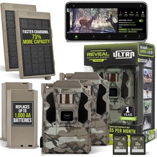 TACTACAM Reveal Ultra Cellular Trail Camera – 4K Photo, 1080P Video, Live Streaming, GPS, Low-Glow/No-Glow Flash, LTE – Includes Solar Panel