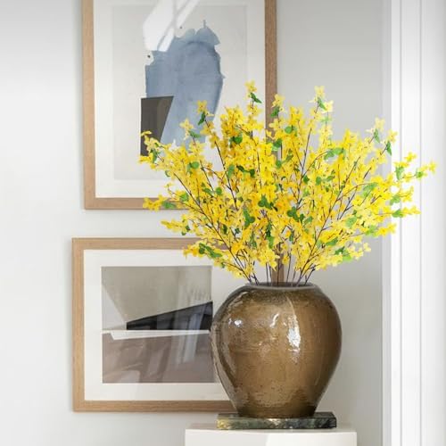 6Pcs Yellow Artificial Flowers 25.5in Long Stem Forsythia Branches