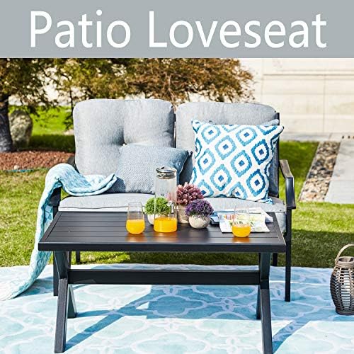 ® Outdoor Loveseat Bench,2PCs Conversation Furniture Set with Cushions,for Garden,Yard,Poolside and Patio (White)