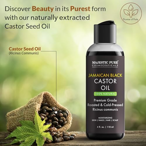 Majestic Pure Jamaican Black Castor Oil, 100% Natural Oil - 16 Fl Oz