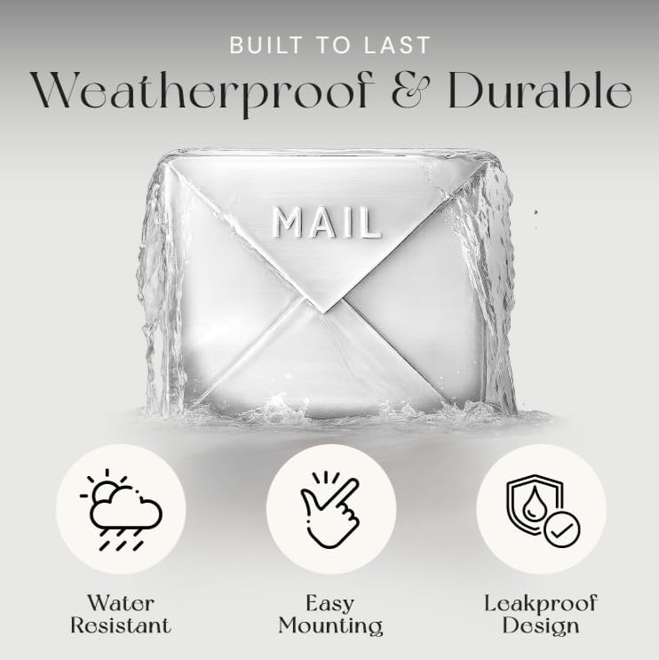 NACH Mailboxes for Outside Wall Mount, 10 x 10 x 4 inch Black Mailbox, Waterproof Mailboxes for Outside - Chicago Style Mail Box