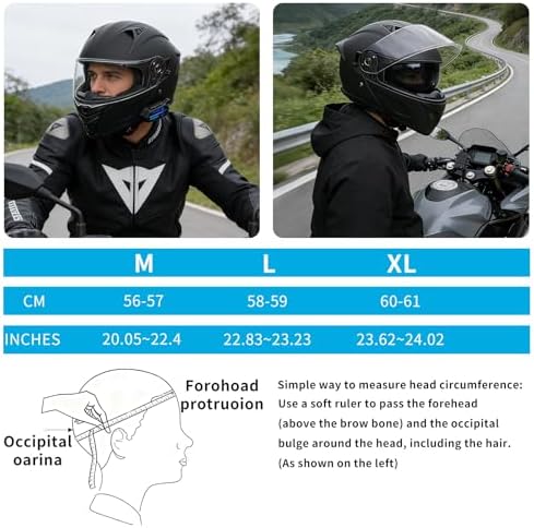 Bluetooth Modular Motorcycle Helmets with Tail Lights, DOT Certified Flip-Up Dual Visor Full Face Helmets for Men & Women Moto ATV UTV Snowmobile ADV Four Wheeler Street Bike
