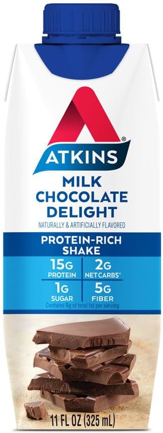 Atkins Dark Chocolate Royale Protein-Rich Shake. Rich and Creamy with Protein. Keto-Friendly and Gluten Free. (4 Shakes), 11 Fl Oz