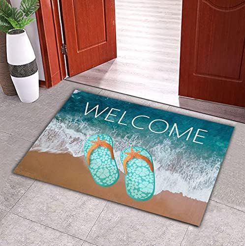 Flip Flops Welcome Mat,Beach Door Mat,Coastal Beach Doormat