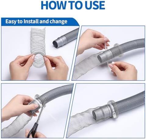 SUNHE YHK Lint Traps for Washing Machine, 40 Pieces | Stainless Steel Laundry Mesh Washer Hose Filter, 40 pcs Cable Ties, Catches Lint