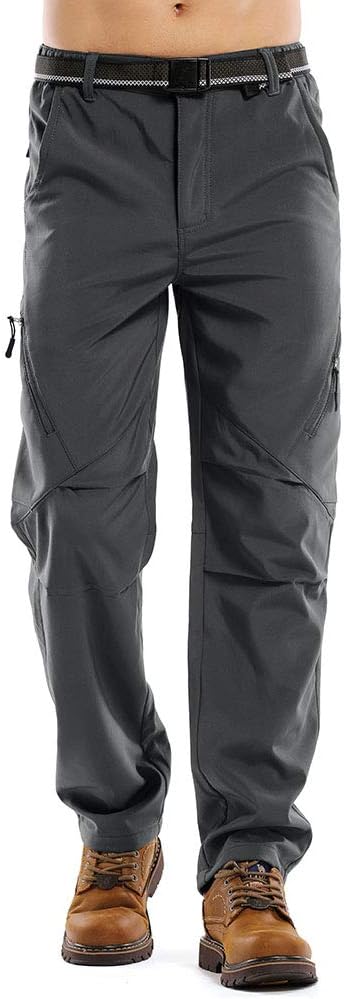 Men's Waterproof Pants Fleece Lined Insulated Winter Hiking Ski Snow Pants