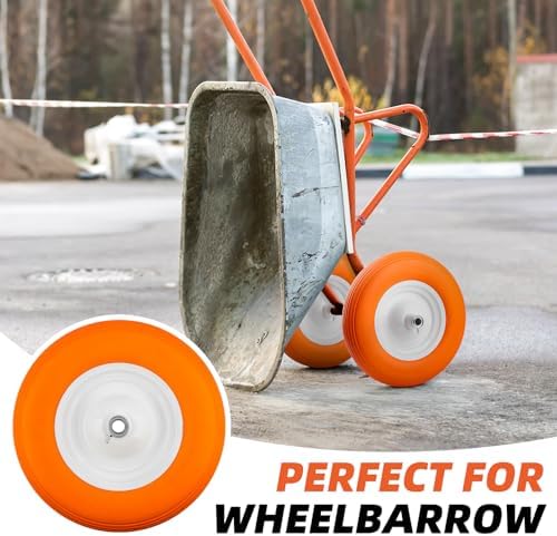 UniversalY Fit, Flat Free Wheelbarrow Tire - Fits all 5/8" OR 3/4" HUB - 5 Year Warranty