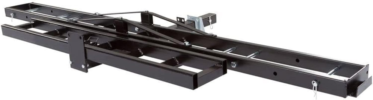 Black Widow Steel Motorcycle Carrier with Ramp for 2-Inch Receiver, 500 lb Capacity - Hitch-Mounted Dirt Bike and Scooter Hauler with Grit-Coated Track and Anti-Rattle Device for SUVs and Trucks
