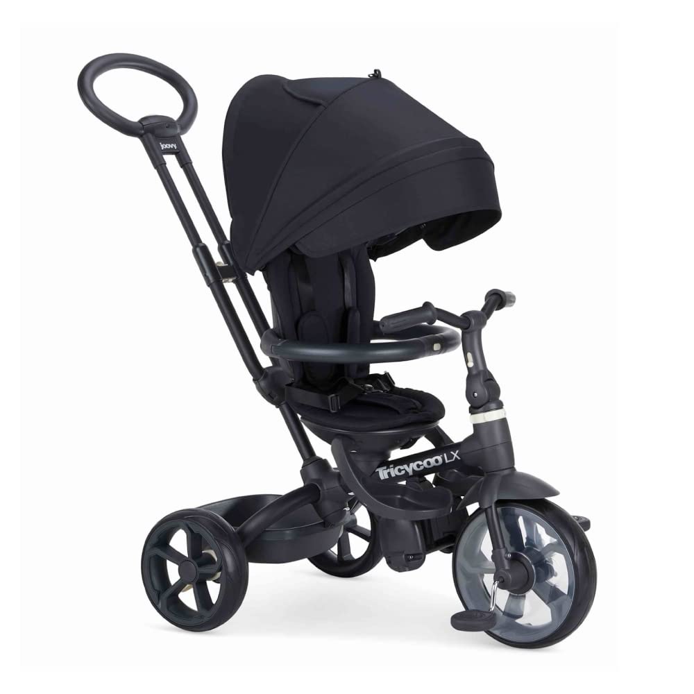Joovy Tricycoo 4.1 Kids Tricycle with 4-Stages Featuring Extra-Wide Front Tire, Removable and Adjustable Parent Handle, Safety Harness