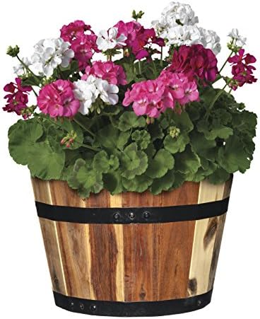 Whiskey Barrel Planter, Wooden Garden Pot, Set of 3, Acacia | Stylish Flower Plant Pots, Indoor & Outdoor Planter, UV-Resistant, Great for Patio