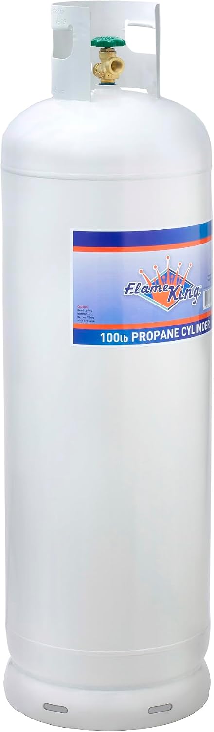 Flame King 100LB (23 Gal) Steel Propane Tank Cylinder with POL Valve and Collar, Great for Mixed Heating Systems, Home fireplaces, Dryers and Grills