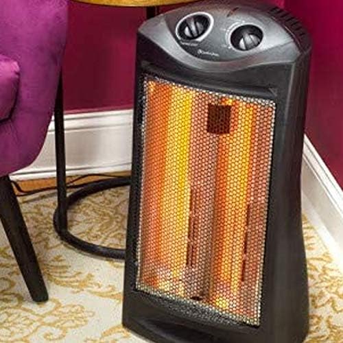 Comfort Zone Indoor Tower Space Heater, Adjustable Thermostat, Radiant Heat, Electric, Infrared Quartz, 2 Heat Settings, Overheat Protection