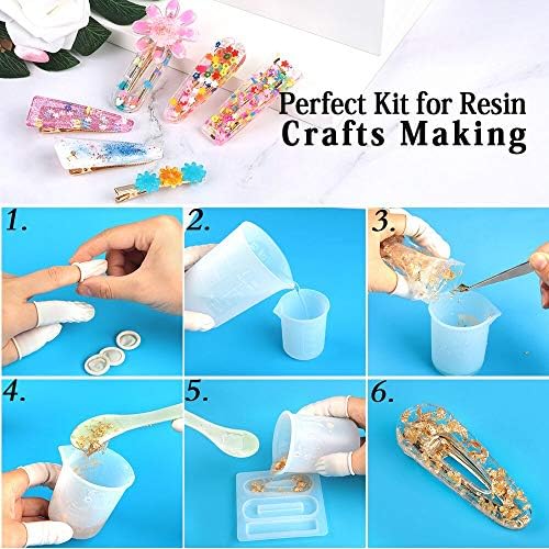 LEOBRO Silicone Measuring Cups for Epoxy Resin, 250 & 100ml Reusable Epoxy Resin Mixing Cups, Silicone Pouring Cup, with Stir Sticks, Finger Cots