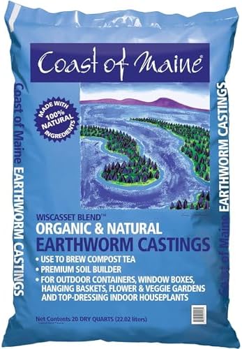 Coast of Maine Wiscasset Blend Earthworm Castings Top Dressing Soil for Containers, Baskets, and Flower and Vegetable Gardens, 8qt
