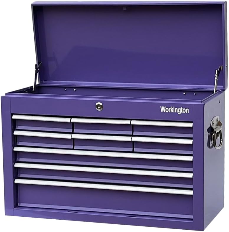 Workington Portable Metal Tool Chest with 9 Drawers, 24" 9-Drawer Tool Chest Cabinet with Ball Bearing Drawer Slides