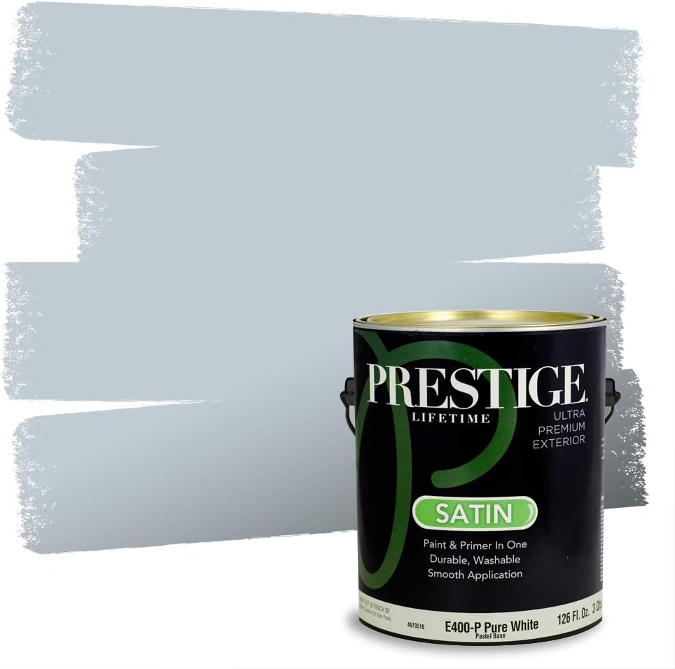 PRESTIGE Paints E100-T-SW6241 Exterior Paint and Primer in One, 1-Gallon, Flat, Comparable Match of Sherwin Williams Aleutian, 1 Gallon, SW18-Aleutian