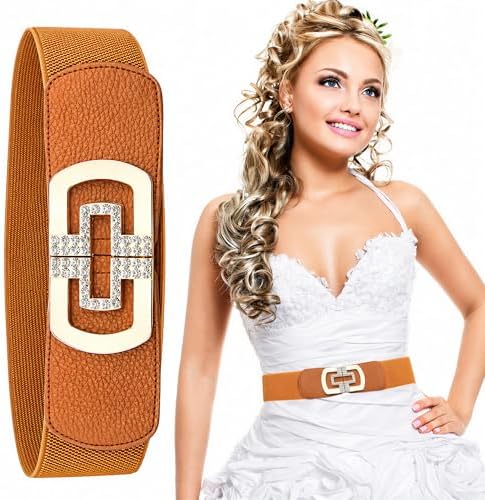 Trimming Shop Women's 60mm Elastic Waist Diamond Embellishment Belt Buckle