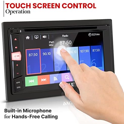 Pyle Double Din DVD Car Stereo Player Bluetooth in-Dash Car Stereo Touch Screen Receiver w/ USB/SD, MP3, CD Player, AM FM Radio