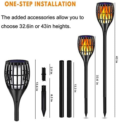 Solar Lights Outdoor 43" Flickering Flame Solar Torch Lights | 99 LED Higher & Larger Solar Flame Lights for Halloween Decor, Waterproof Solar Garden Lights for Garden Patio Pathway Yard