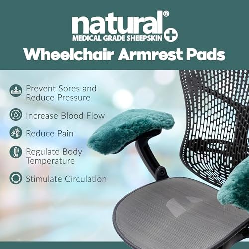 Natural Sheepskin Wheelchair Armrest Pads, Natural, 16 x 4 in