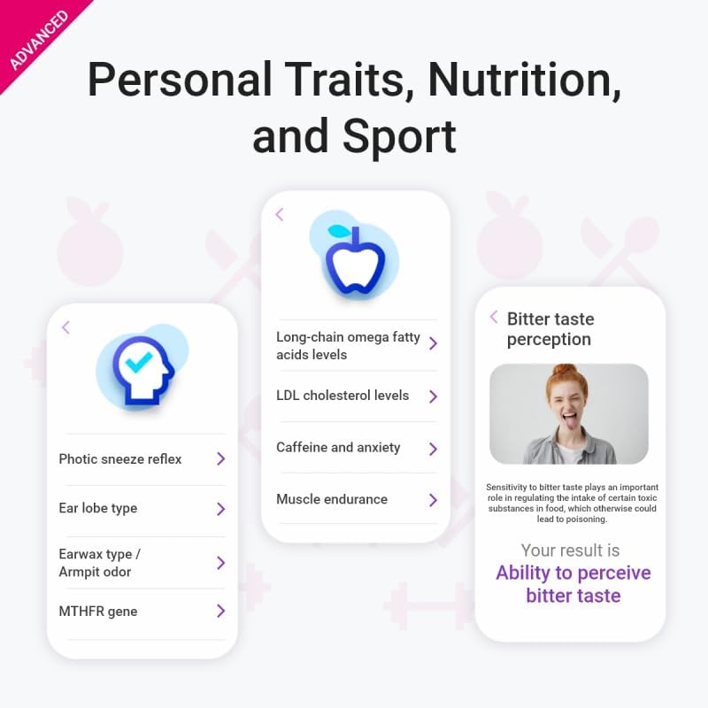Advanced DNA Test: 400+ Health, Ancestry, Traits & Fitness Reports - Fees Included - Lifetime Updates