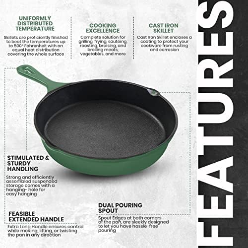 Utopia Kitchen Cast Iron Skillet Set 3 Piece 6 8 10 Inch PFAS-Free Black | Chef Pan, Even Heat Distribution, Stovetop, Campfire and Grill Safe, Large Skillet Set, Indoor Outdoor Use