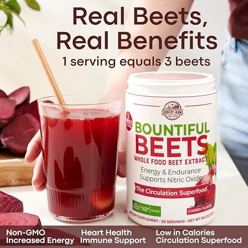 Country Farms Bountiful Beets, Wholefood Beet Extract Superfood, Helps Support Healthy Circulation and Promote Energy, Nitric Oxide Boost