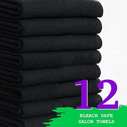 GREEN LIFESTYLE Black Bleach Proof Towels Bulk Sets 100% Cotton 16' X 25' Premium Spa Quality, Super Soft and Absorbent for Gym, Pool, Spa